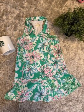 EUC Lilly Pulitzer Dania Floral Sleeveless Racerback Tank with Peplum Small